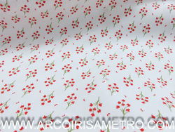 Tecido estampa florinhas vermelhas