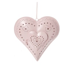 Large Hanging Heart Tealight Holder - Light Pink