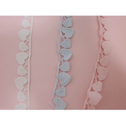 EMBROIDERED LACE EDGING - LT BLUE HEARTS 