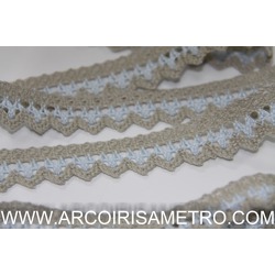 TWO TONE LACE EDGING - LINEN / BABY BLUE