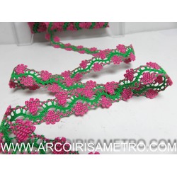 RENDA BI-COLOR ONDAS - ROSA / VERDE