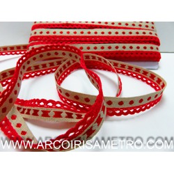 Fita de linho com Pico em vermelho
