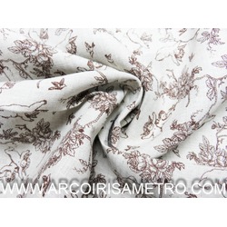 LINEN WITH BROWN TOILE PRINT