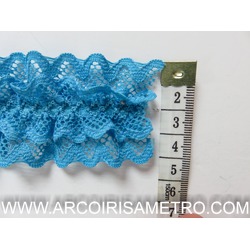 RENDA DUPLA FRANZIDA 4 CM - AZUL FORTE