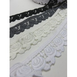 GUIPUR LACE WITH ROSES - GRAY