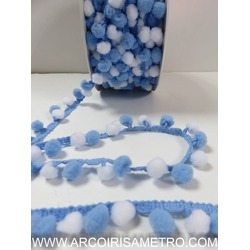 pompons mini BI-COLOR - azul & branco