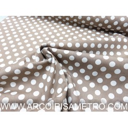 WHITE POLK-A-DOTS ON TAUPE BACKGROUND