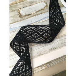 WIDE LACE CENTER - BLACK WITH DIAMONDS