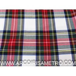 KILT - XADREZ ESCOCES -FUND BRANCO / VERDE E VERMELHO