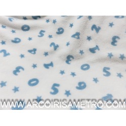 MINKY FABRIC - WHITE WITH BLUE  NUMBERS