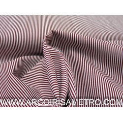 NATURAL RUSTIC LINEN MIX - RED PIN STRIPE