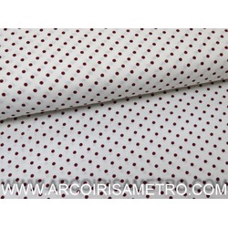 NATURAL RUSTIC LINEN MIX - WHITE BACKGROUND WITH RED DOTS