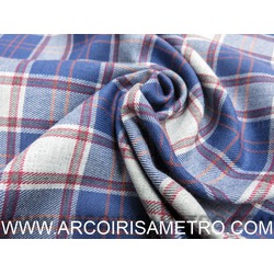 FLANEL - BLUE CHECK WITH RED STRIPES