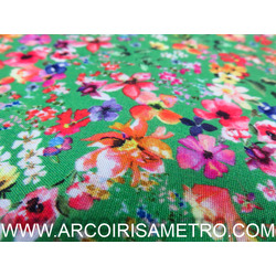 VISCOSE - VERDE COM FLORES - biologico 
