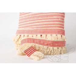 VICHY RIBBEN WITH COTTON FRINGE - RED