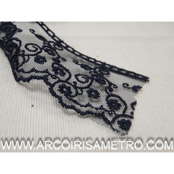 EMBROIDERED TULLE LACE - DARK BLUE 