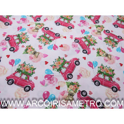 TECIDO DIGITAL - CARRINHOS ROSA