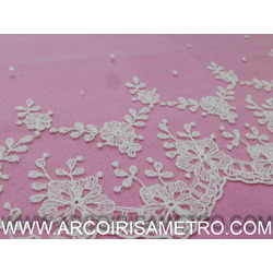 EMBROIDERED TULLE LACE - WHITE