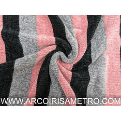 MALHA CHENILLE - RISCAS ROSA