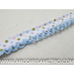 BIAS TAPE WITH BLUE EDGING - DOTS