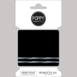 WAITBAND AND CUFFS - BLACK WITH SILVER STRIPES