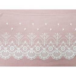 RENDA TULE FLORINHAS - ROSA MUITO CLARO