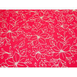 CHRISTMAS FABRIC - RED AND GOLDEN
