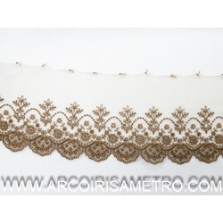 RENDA DE TULLE BORDADA - CASTANHO