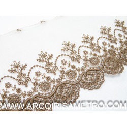 EMBROIDERED TULLE LACE - BROWN