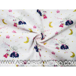 COLEÇAO GOTAS - RATINHAS COELHAS FUNDO ROSA