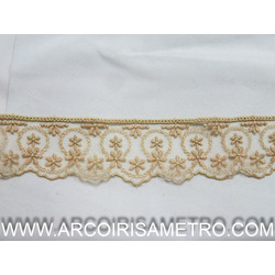 EMBROIDERED TULLE LACE - BEIGE