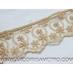 EMBROIDERED TULLE LACE - BEIGE