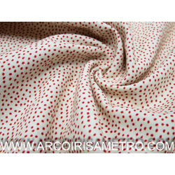 TECIDO INDIGO - BRANCO COM SALPICOS VERMELHOS