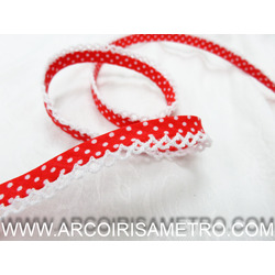 BIAS TAPE WITH EDGING - RED WITH DOTS