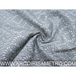 TECIDO INDIGO - ESTAMPA DE RENDA CINZA