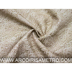 TECIDO INDIGO - ESTAMPA DE RENDA BEGE