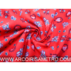 TECIDO INDIGO - CORAÇÕES E COGUMELOS