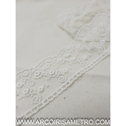 EMBROIDERED TULLE LACE - WHITE