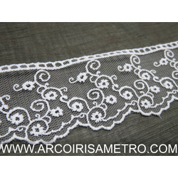EMBROIDERED TULLE LACE - PEARL WHITE