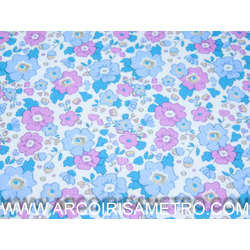LYCRA - Flowers - Blue and Pink