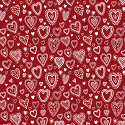 FABRICART - MULTI HEARTS RED 900201
