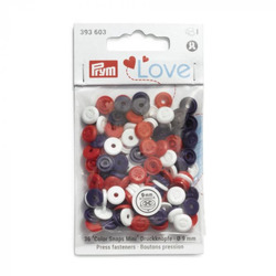 PRYM LOVE - KAM PLASTIC SNAPS 9MM -   BLUE, WHITE AND RED