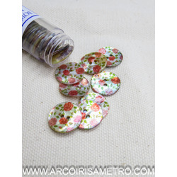 SIZE 18 MOTHER OF PEARL BUTTONS WITH FLOWER PRINT