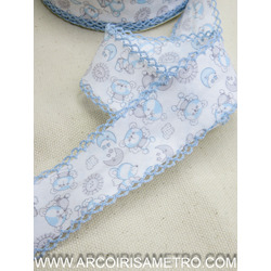 BIAS TAPE WITH EDGING - BLUE TEDDYS