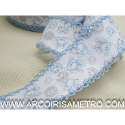 BIAS TAPE WITH EDGING - BLUE TEDDYS