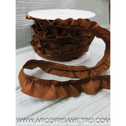 COTTON RUFFLE WITH PIPPING - BROWN