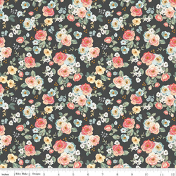 Gingham Gardens Floral Charcoal - C10351-CHARCOAL
