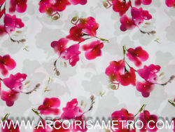 SATIN FABRIC WITH DIGITAL PRINT - PINK FLOWERS