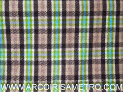TEX WOLLEN PLAIDS/ CHEKERED REVERSIBLE - BROWN WITH GREEN AND BLUE STRIPES