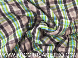 TEX WOLLEN PLAIDS/ CHEKERED REVERSIBLE - BROWN WITH GREEN AND BLUE STRIPES
